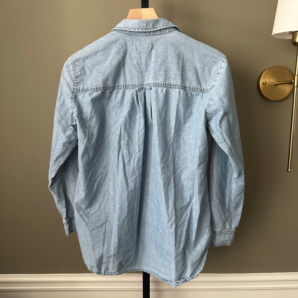 Anthropologie Pilcro Juni Ruffled Denim Button Down Shirt Small Womens - Picture 5 of 6